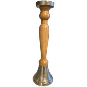 Wood & silver candlestick
